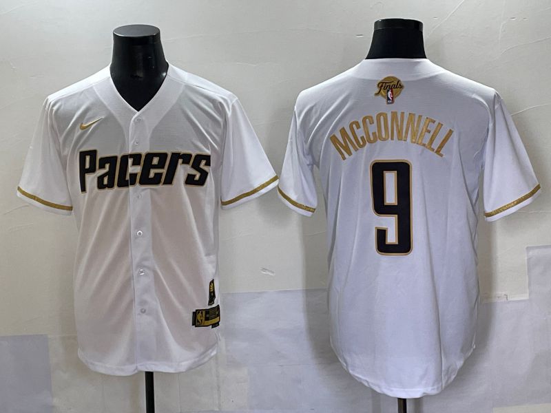 Men 2025 Indiana Pacers #9 Mcconnell White Joint Name NBA Jersey style 5->->NBA Jersey